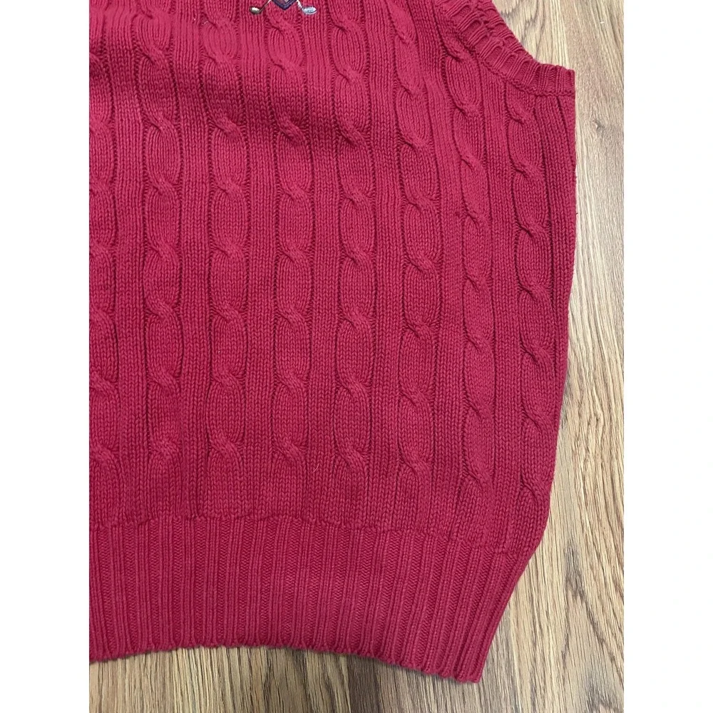 Polo Ralph Lauren Sweater Vest Mens XL Cable Knit Golf Crest V Neck